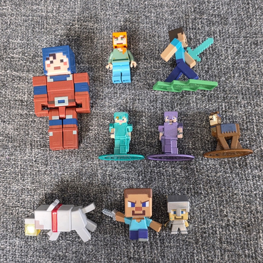 Minecraft Mini Figure Lot Steve Alex Valorie Wolf Llama Nano Metalfigs 9pc